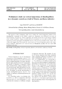 Preliminary Study on Vertical Migrations of Dinoflagellates in a Dynamic Coastal Sea (Gulf of Trieste, Northern Adriatic)