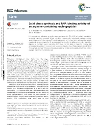 Solid Phase Synthesis and RNA-Binding Activity of an Arginine-Containing Nucleopeptide† Cite This: RSC Adv.,2016,6, 14140 G