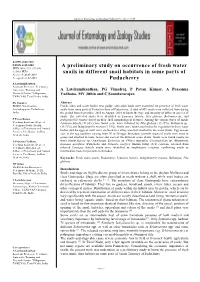 A Preliminary Study on Occurrence of Fresh Water Snails in Different Snail