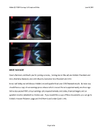 Adobe Q2 FY2018 Earnings Call Script and Slides (June 14, 2018)