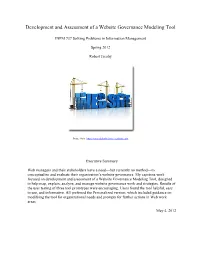 Development and Assessment of a Website Governance Modeling Tool