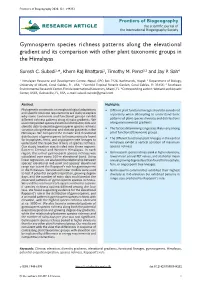 Gymnosperm Species Richness Patterns Along the Elevational Gradient and Its Comparison with Other Plant Taxonomic Groups in the Himalayas