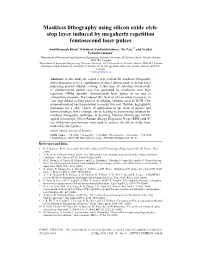 Maskless Lithography Using Silicon Oxide Etch- Stop Layer Induced by Megahertz Repetition Femtosecond Laser Pulses