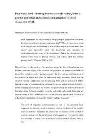 Paul Wake. 2008. “Writing from the Archive: Henry Garnet's