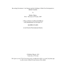 Re-Scaling Governance: First Nations and the Challenge of Shale Gas Development in British Columbia