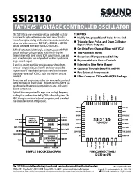 Ssi2130 Fatkeys™ Voltage Controlled Oscillator