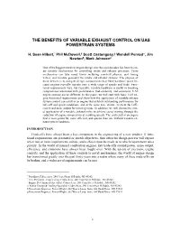 The Benefits of Variable Exhaust Control on Uas Powertrain Systems