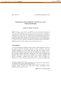 The European Union and Britain's Exit Process: A