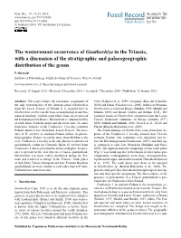 The Westernmost Occurrence of Gnathorhiza in the Triassic, with a Discussion of the Stratigraphic and Palaeogeographic Distribution of the Genus