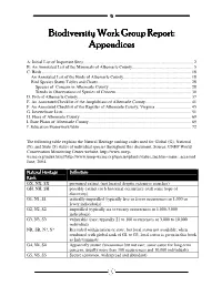 Biodiversity Work Group Report: Appendices