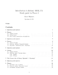 Introduction to Botany: BIOL 154 Study Guide for Exam 3