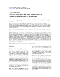 Original Article ITGA8 Accelerates Migration and Invasion of Myeloma Cells in Multiple Myelomas