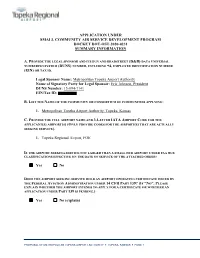 Application Under Small Community Air Service Development Program Docket Dot-Ost-2020-0231 Summary Information