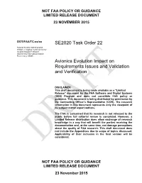 Avionics Evolution Impact on Requirements Issues and Validation and Verification