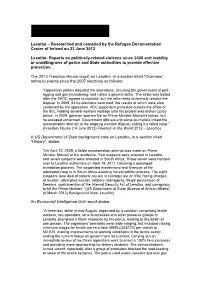 Lesotho – Researched and Compiled by the Refugee Documentation Centre of Ireland on 21 June 2012