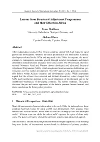 Lessons from Structural Adjustment Programmes and Their Effects in Africa