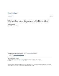 No Soft Doctrine: Royce on the Problem of Evil