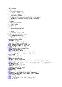 R 06.83 Snoring R 11.0 Nausea R 11.10 Vomiting, Unspecified R 11.11
