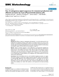 Use of Endogenous Signal Sequences for Transient Production and Efficient