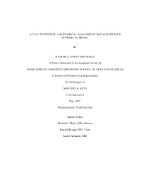 A Call to Defend: a Rhetorical Analysis of Donald Trump's