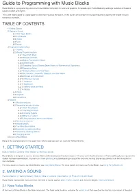 Guide to Programming with Music Blocks Music Blocks Is a Programming Environment for Children Interested in Music and Graphics