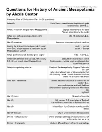 Questions for History of Ancient Mesopotamia by Alexis Castor