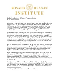 The Enduring Relevance of Reagan's Westminster Speech by Mr. Richard