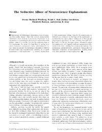 The Seductive Allure of Neuroscience Explanations