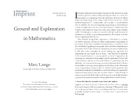 Ground and Explanation in Mathematics
