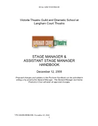 Stage Manager & Assistant Stage Manager Handbook