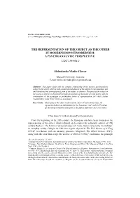 The Representation of the Object As the Other in Modernism/Postmodernism: a Psychoanalytic Perspective  Udc 159.964.2
