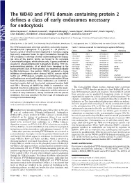 The WD40 and FYVE Domain Containing Protein 2 Defines a Class of Early Endosomes Necessary for Endocytosis