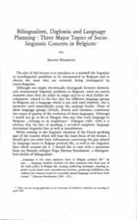 Bilingualism, Diglossia and Language Planning : Three Major Topics of Socio- Linguistic Concern in Belgium ·