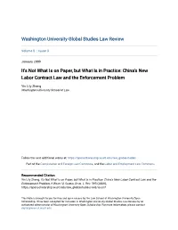 It's Not What Is on Paper, but What Is in Practice: China's New Labor Contract Law and the Enforcement Problem