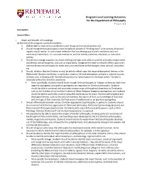 Program-Level Learning Outcomes for the Department of Philosophy