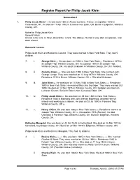 Register Report for Philip Jacob Klein