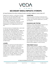 Secondary Endolymphatic Hydrops