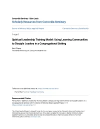 Spiritual Leadership Training Model: Using Learning Communities to Disciple Leaders in a Congregational Setting