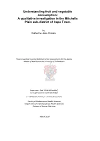 Understanding Fruit and Vegetable Consumption: a Qualitative Investigation in the Mitchells Plain Sub-District of Cape Town