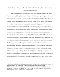 Exploring Player Roles and Role Affordance in Video Games1 In