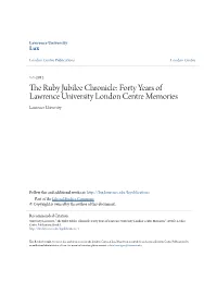 Forty Years of Lawrence University London Centre Memories Lawrence University