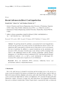 Recent Advances in Direct Coal Liquefaction