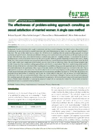 The Effectiveness of Problem-Solving Approach Consulting on Sexual Satisfaction of Married Women: a Single Case Method