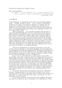 1 Constructed Language and Linguistic Theory Marc Van Oostendorp To