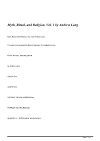Myth, Ritual, and Religion, Vol. 1 by Andrew Lang&lt;/H1&gt;