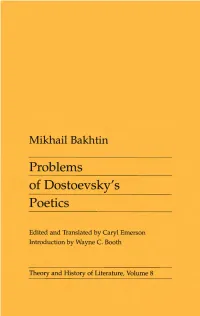 Problems of Dostoevsky's Poetics