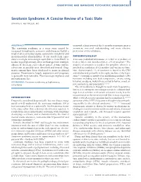 Serotonin Syndrome: a Concise Review of a Toxic State