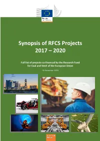 Synopsis of RFCS Projects 2017 – 2020