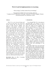 Web 2.0 and Its Implementation to Elearning