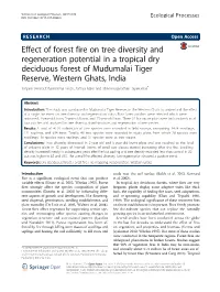 Effect of Forest Fire on Tree Diversity and Regeneration Potential in a Tropical